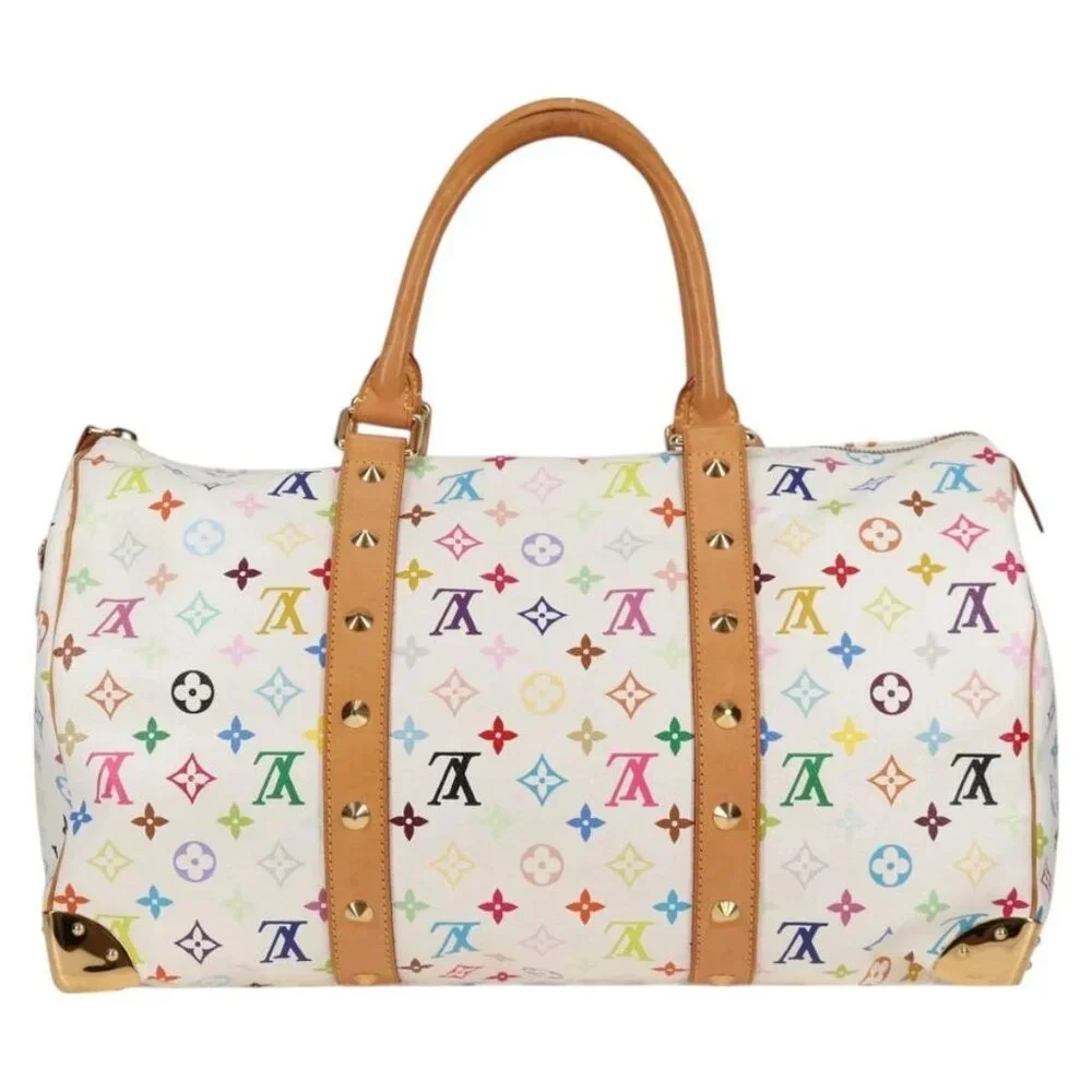 LOUIS VUITTON Monogram Multicolor Keepall 45 Bag White M92641 LV Auth 126488V - Picture 3 of 15